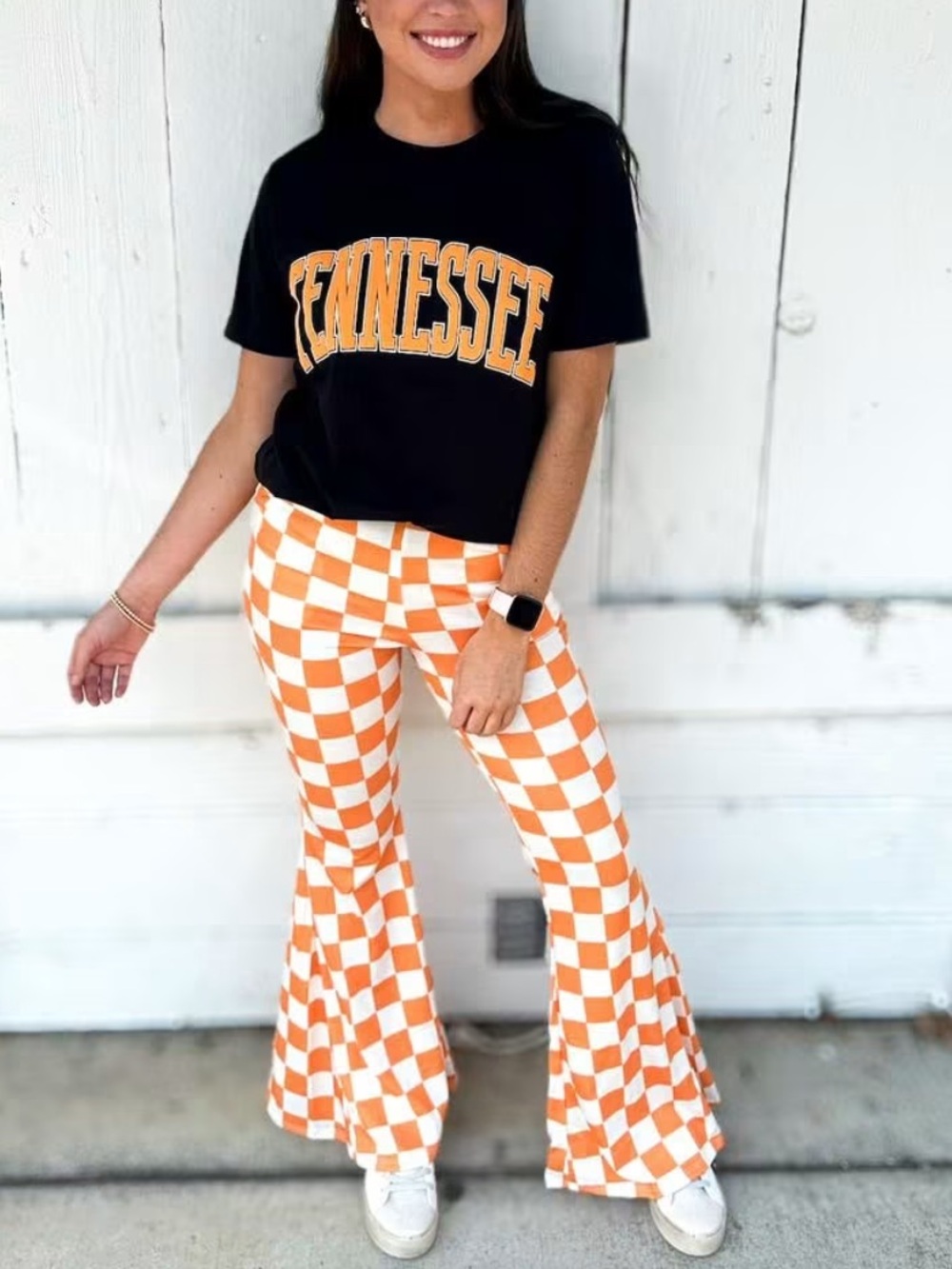Orange and White Checkered Bell Bottoms
